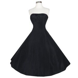 Vintage 90s 50s Retro Black Strapless Full Skirt Pinup Prom Party Dress XS S Zum
